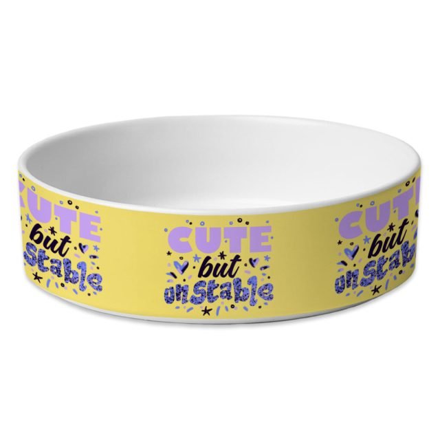 Cute but Unstable Pet Bowl - Funny Design Dog Bowl - Graphic Pet Food Bowl