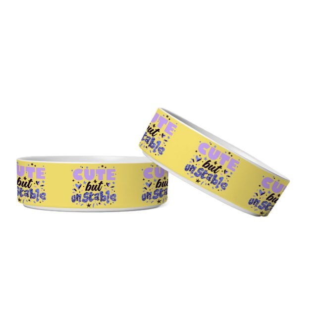 Cute but Unstable Pet Bowl - Funny Design Dog Bowl - Graphic Pet Food Bowl - Image 3