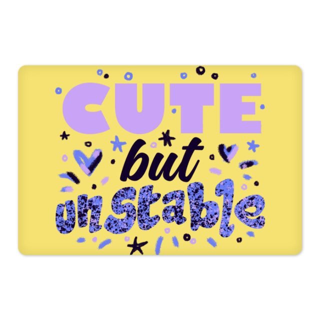 Cute but Unstable Pet Food Mat - Funny Design Anti-Slip Pet Bowl Mat - Graphic Pet Feeding Mat