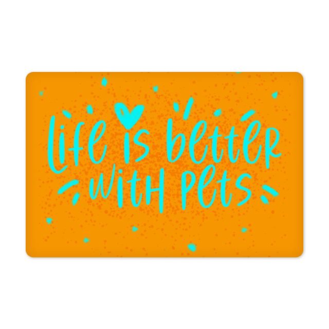 Life Is Better With Pets Pet Food Mat - Kawaii Anti-Slip Pet Bowl Mat - Printed Pet Feeding Mat - Image 2