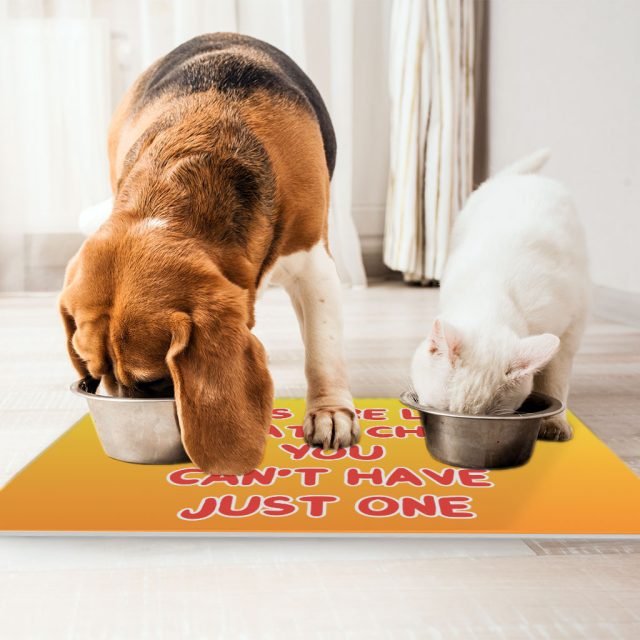Dogs are Like Potato Chips Pet Food Mat - Funny Print Anti-Slip Pet Bowl Mat - Themed Pet Feeding Mat - Image 4