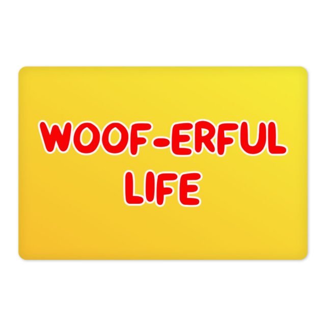 Woof Pet Food Mat - Funny Anti-Slip Pet Bowl Mat - Cool Pet Feeding Mat