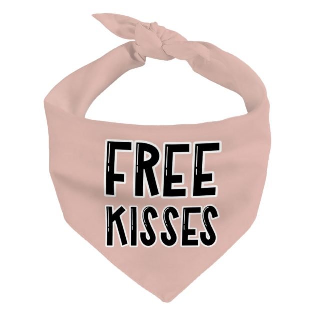Free Kisses Pet Bandana - Word Print Dog Bandana - Minimalist Pet Scarf - Image 2