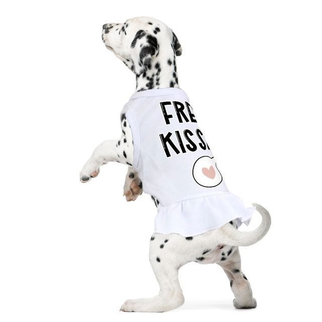 Free Kisses Dog Sundress - Word Print Dog Dress Shirt - Minimalist Dog Clothing - Image 4