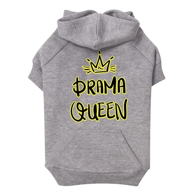 Drama Queen Dog Hoodie with Pocket - Funny Dog Coat - Themed Dog Clothing - Image 2