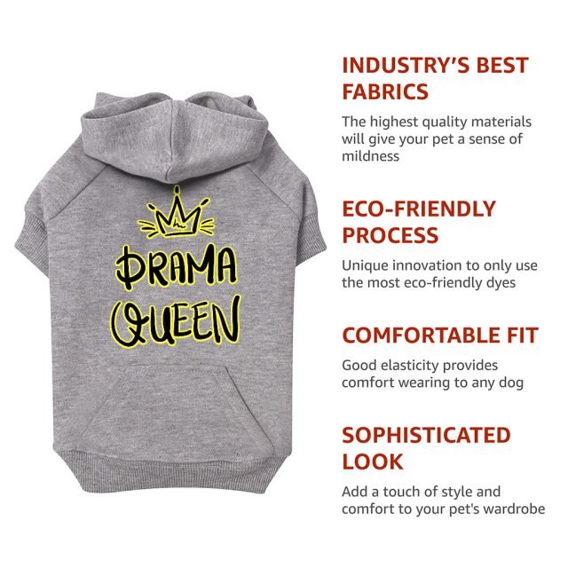 Drama Queen Dog Hoodie with Pocket - Funny Dog Coat - Themed Dog Clothing - Image 7
