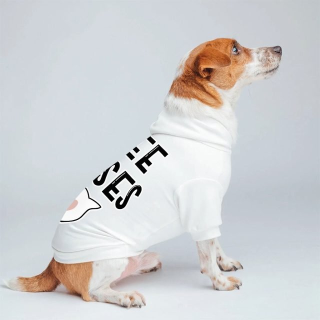 Free Kisses Dog Hoodie - Word Print Dog Coat - Minimalist Dog Clothing - Image 4