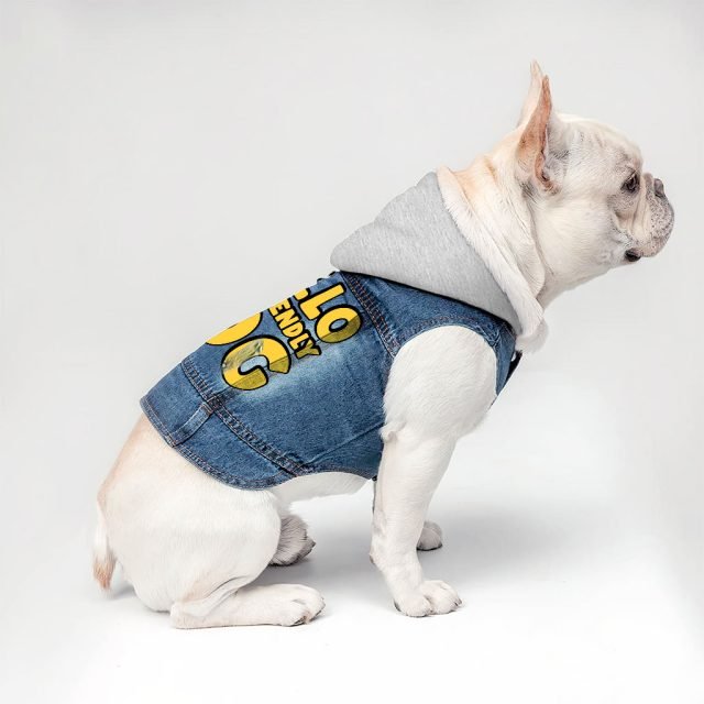 I'm Friendly Dog Dog Denim Jacket - Themed Dog Denim Coat - Cute Dog Clothing - Image 4