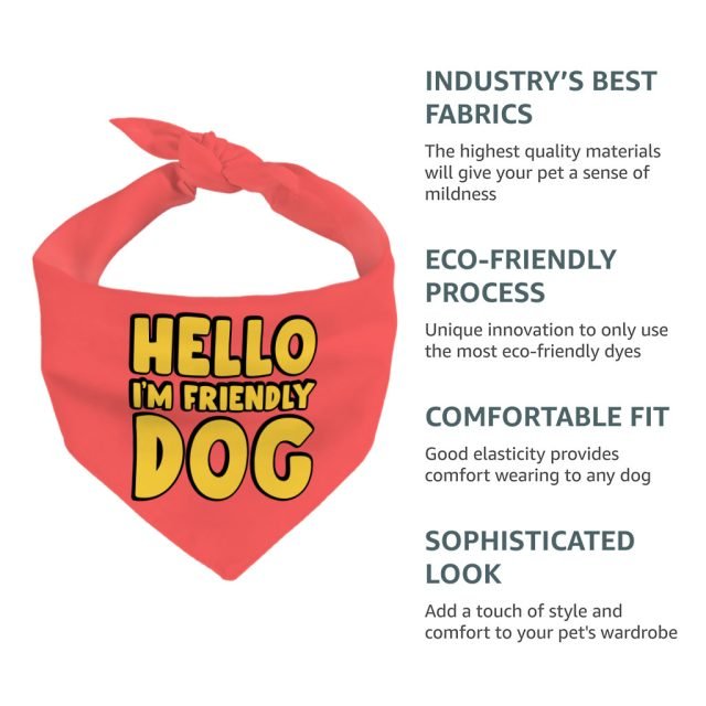 I'm Friendly Dog Pet Bandana - Themed Dog Bandana - Cute Pet Scarf