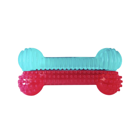 968-min Dual Colored Rubber Bone Dog Chew Toy