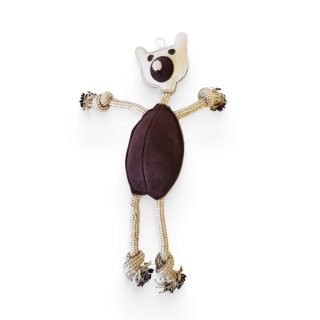 Jute and Leather Tug Bear Dog Toy - Image 2