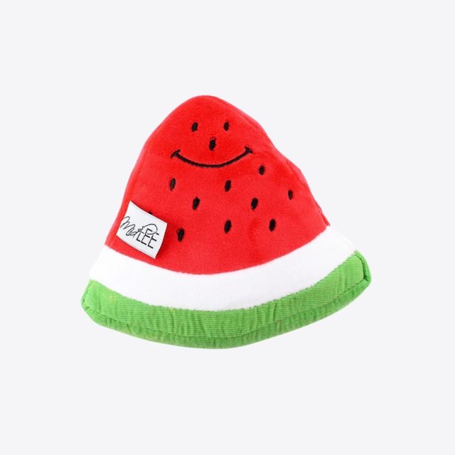 Cheerful Smiley Watermelon Squeaker Plush Dog Toy