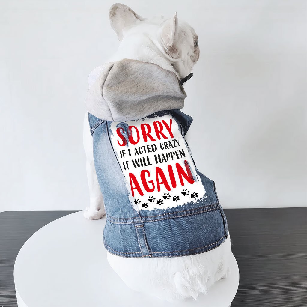 Acted Crazy Dog Denim Jacket - Funny Dog Denim Coat - Colorful Dog Clothing