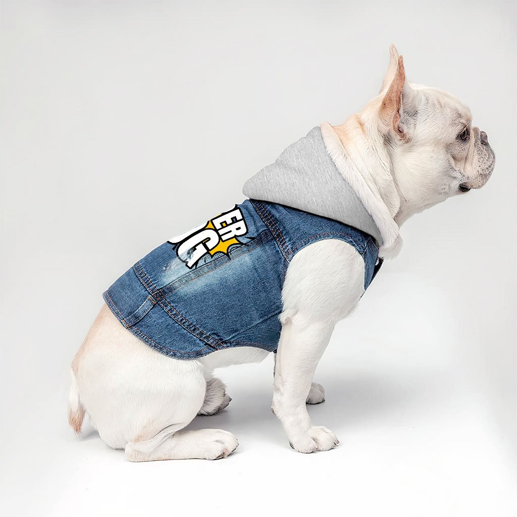 Super Dog Denim Jacket - Colorful Dog Denim Coat - Graphic Dog Clothing