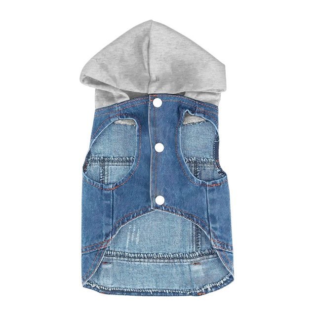 Not Friendly Don't Touch Dog Denim Jacket - Quote Dog Denim Coat - Graphic Dog Clothing