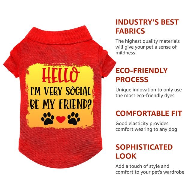 Friend Dog Polo Shirt - Colorful Dog T-Shirt - Printed Dog Clothing